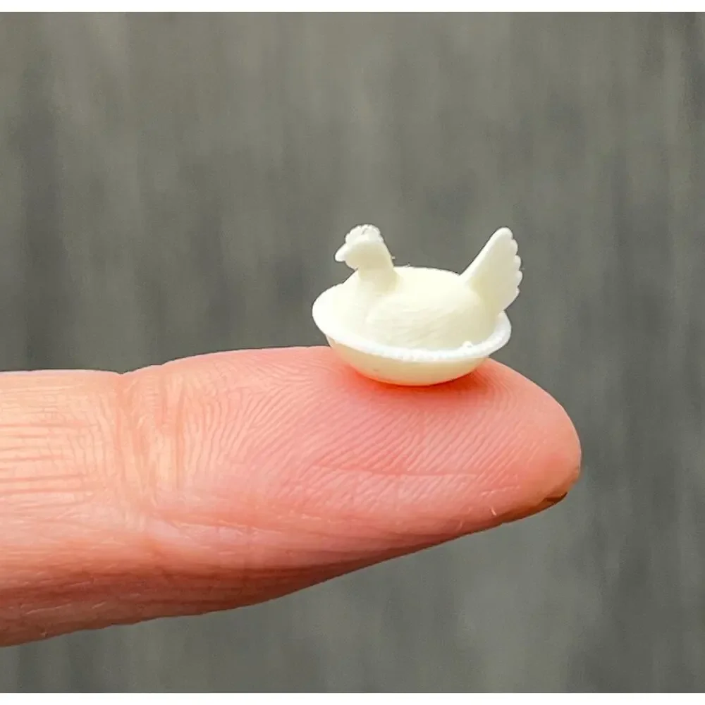 5 x Resin Dollhouse Hen On‎ Nest Covered Dish Micro Mini 1:24 Farmhouse Kitchen
